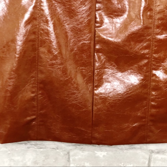 NWOT BISHOP + YOUNG Brown Vegan Faux Leather Pencil Skirt Size Small - Picture 11 of 14
